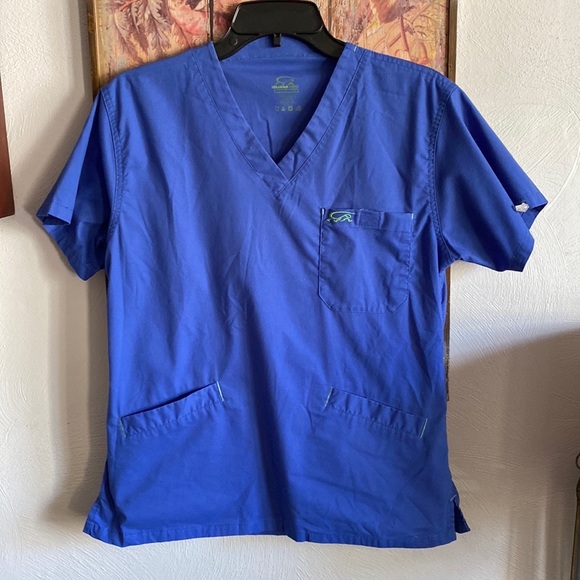 IGUANA MED SCRUB TOP STRETCH BLUE SCRUBS TOP S IGUANAMED SCRUBS 🦎 - Picture 2 of 15